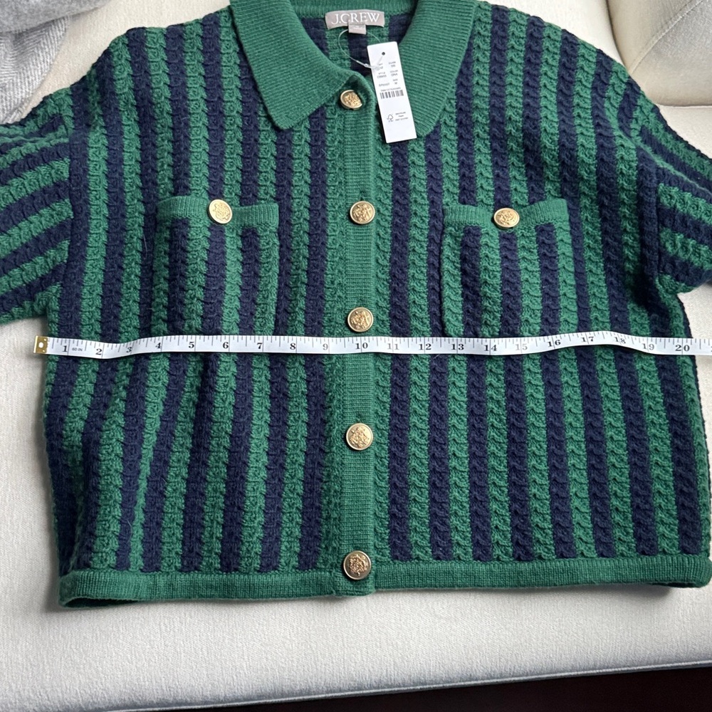 J. Crew Green and Navy Striped Sweater - Picture 7 of 7